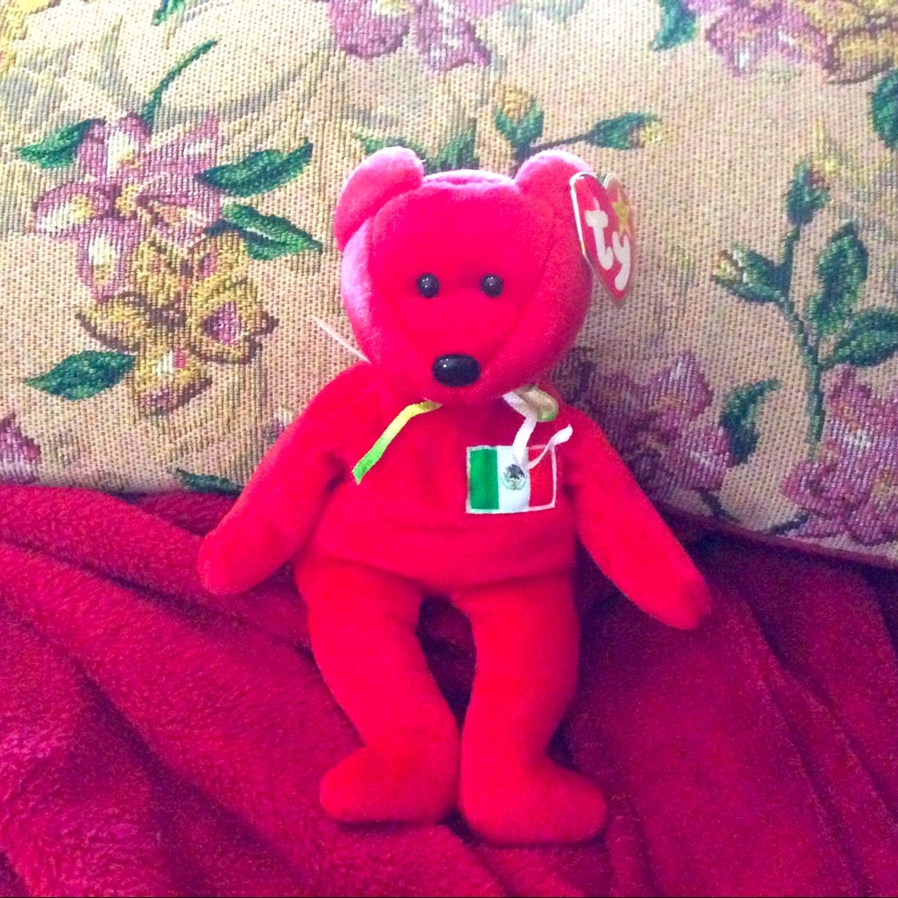 Ty Osito beanie bear with Mexico flag on chest